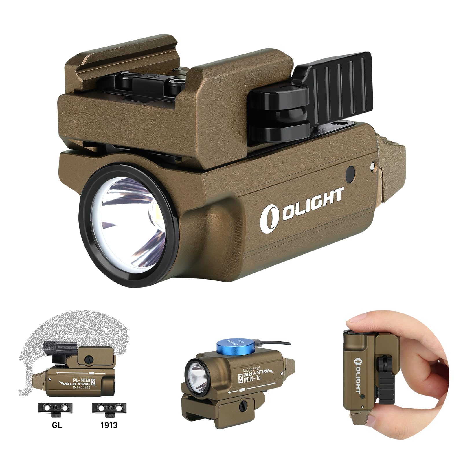 OLIGHT PL-Mini 2 Valkyrie 600 Lumens Magnetic USB Rechargeable Compact Hunting Gear with Adjustable Rail, High Performance CW LED Flashlight with Built-in Battery