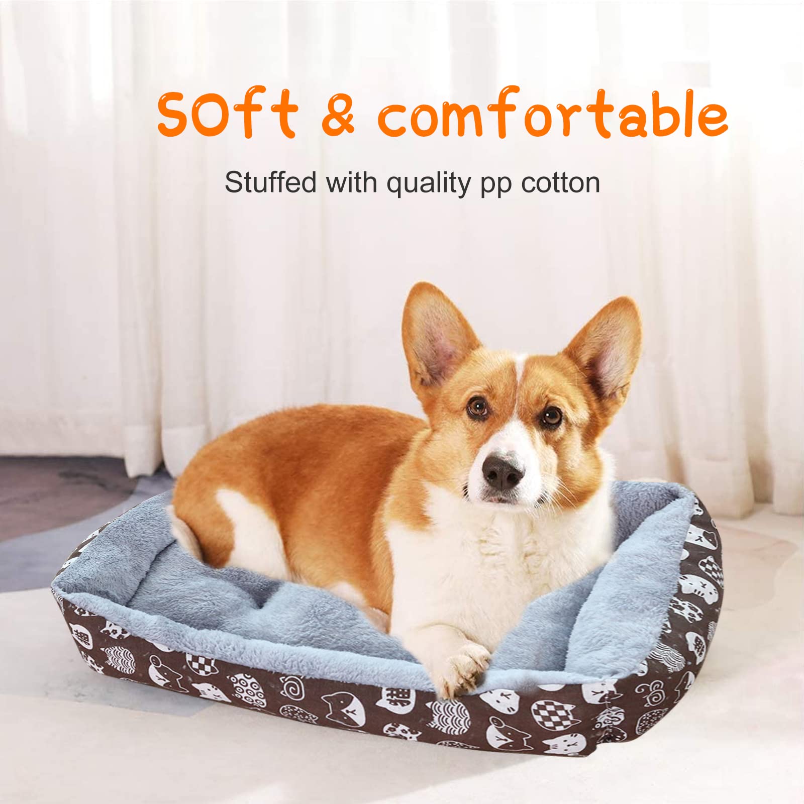 PETCUTE Panier pour Chien Confortable,Lavable Coussin pour Chien et Chats,Lavable en Machine,Lit Douillet pour Animal de Compagnie,Respirant Coussin Chien Lit pour Chien avec Antidérapant Bas