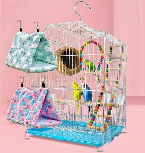 Magnoloran Pacote com 2 ninhos de pássaros quentes de pelúcia aconchegante rede de pássaros pendurad