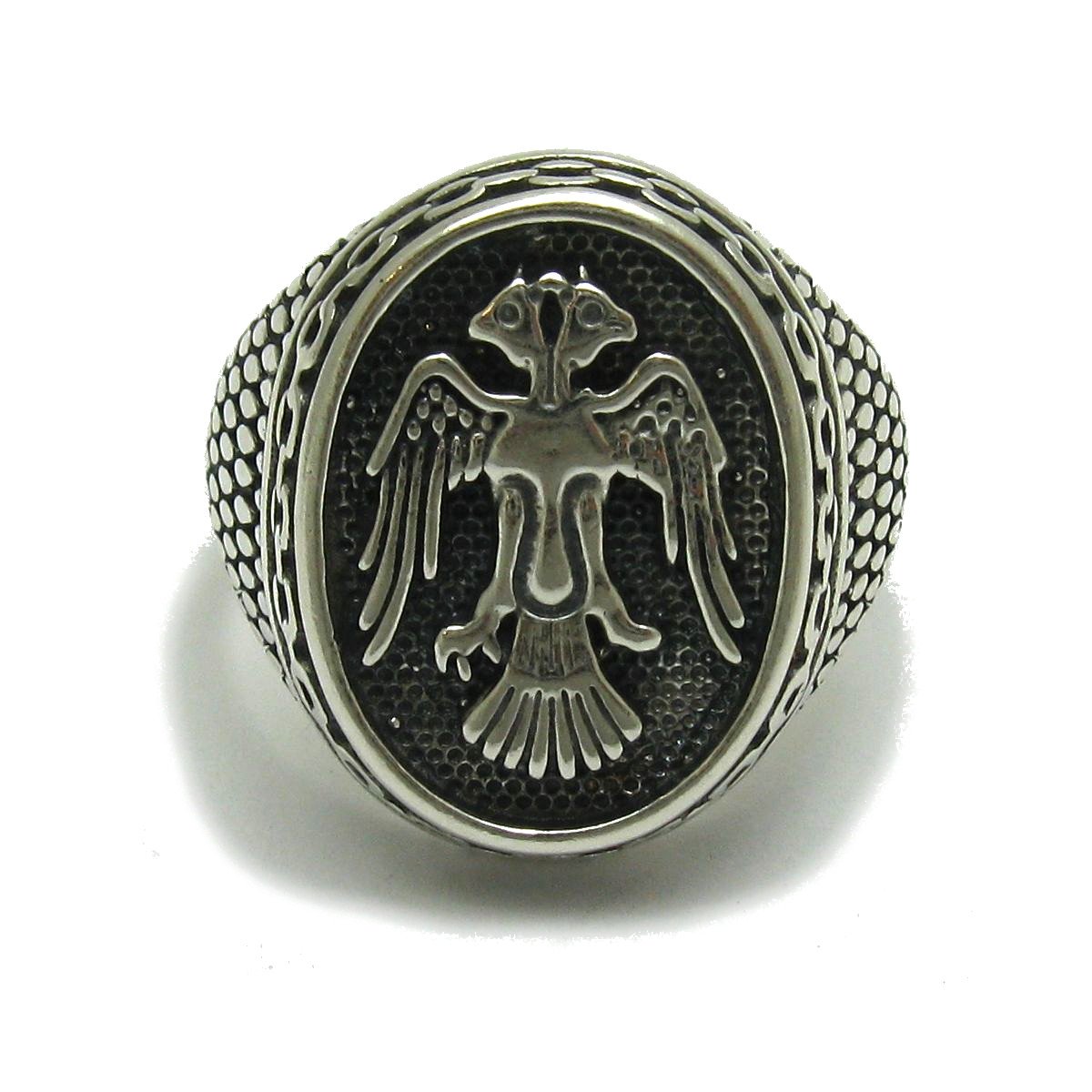Bague en argent massif 925 chevalier aigle héraldique au design ciselé haut de gamme