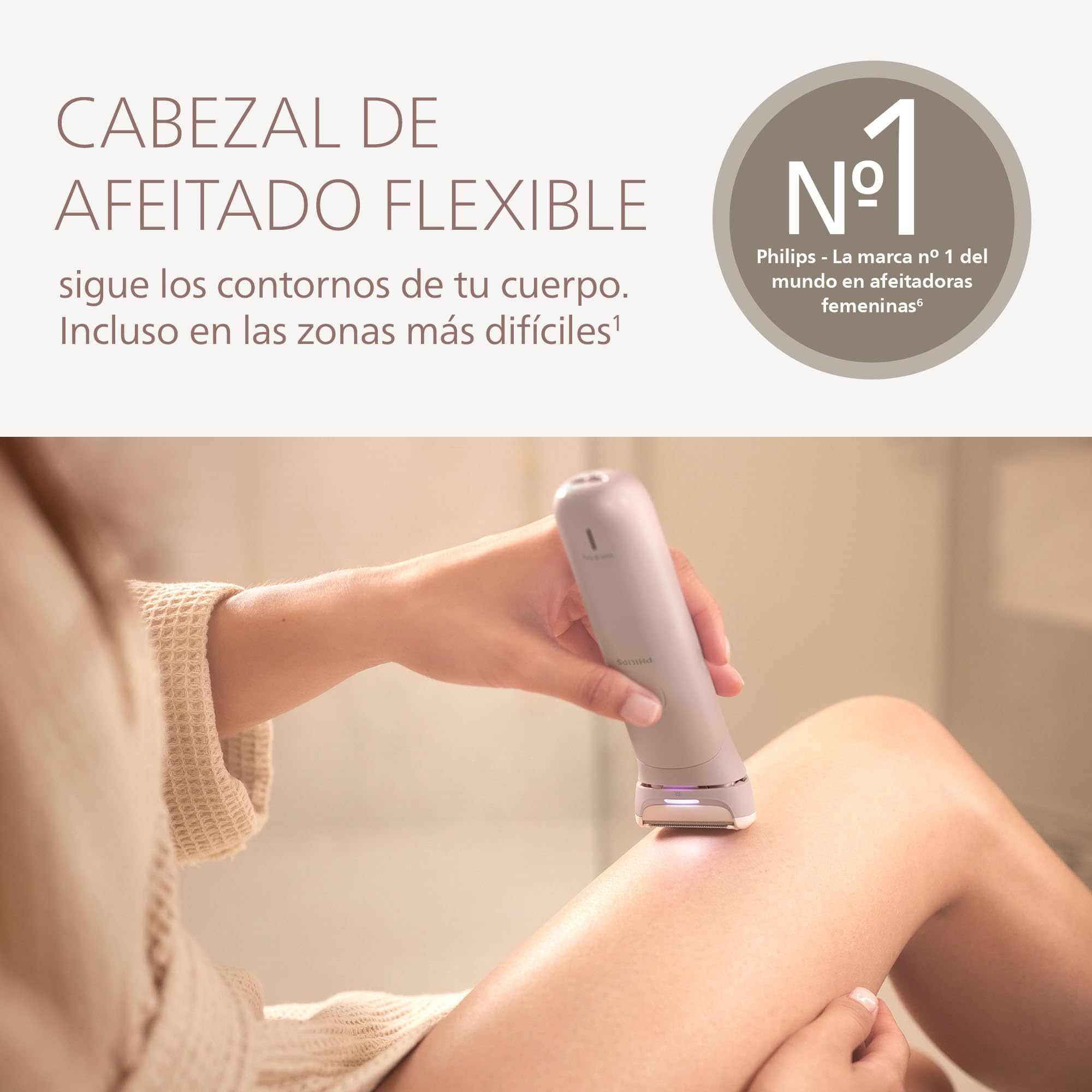 Afeitadora Philips Serie 8000 - Afeitadora sin cable para uso en seco y en mojado, sistema de 3 cuchillas, cabezal de afeitado flexible, luz LED, para las piernas y el cuerpo, Modelo BRL129/00