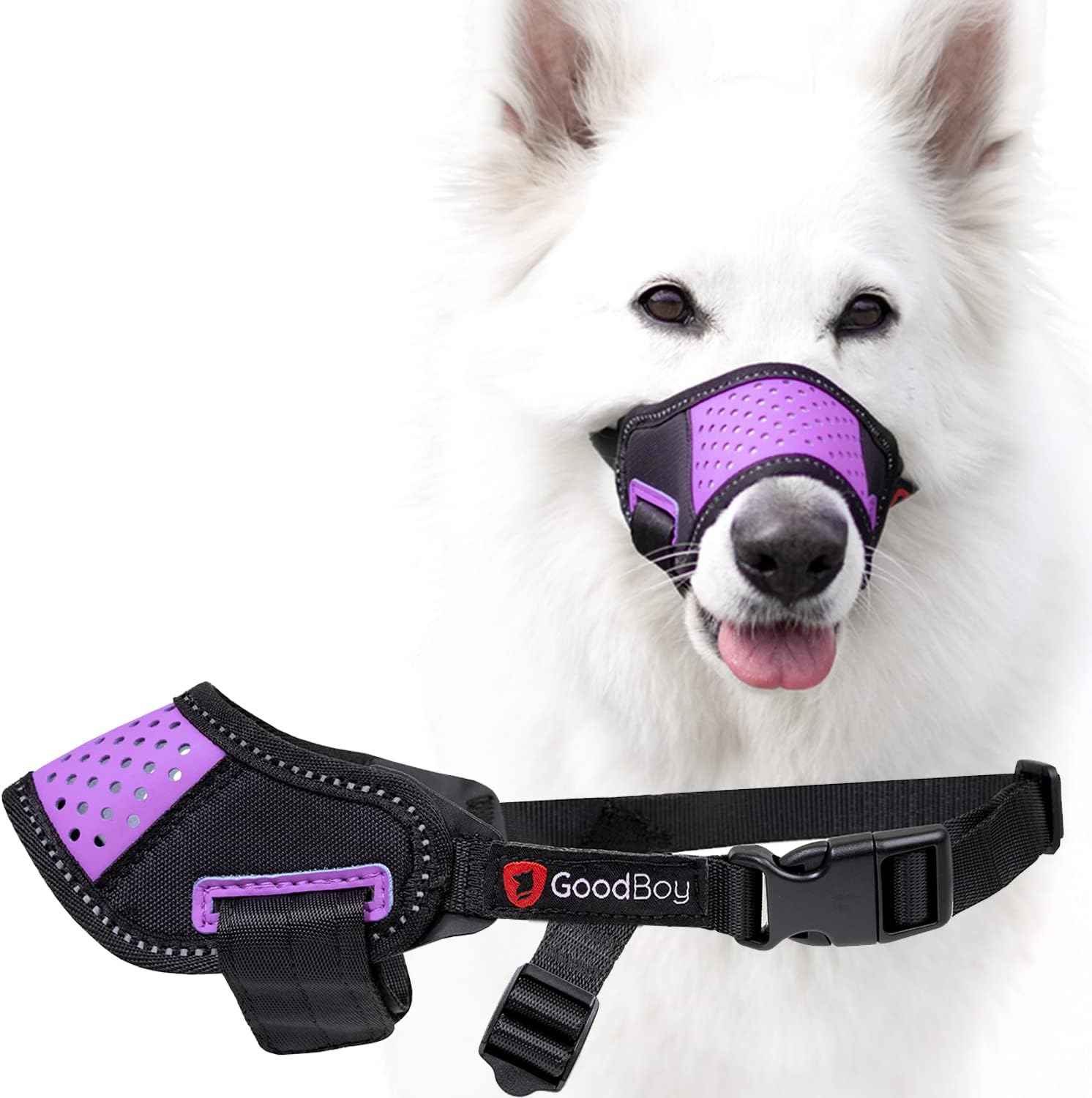 GoodBoy Dog Muzzle That Allows Drinking and Panting, Prevents Biting - Soft, Breathable Nylon and Rubber mesh with Adjustable Straps to fit Small, Medium, Large and Extra Large Dogs (Pink S)