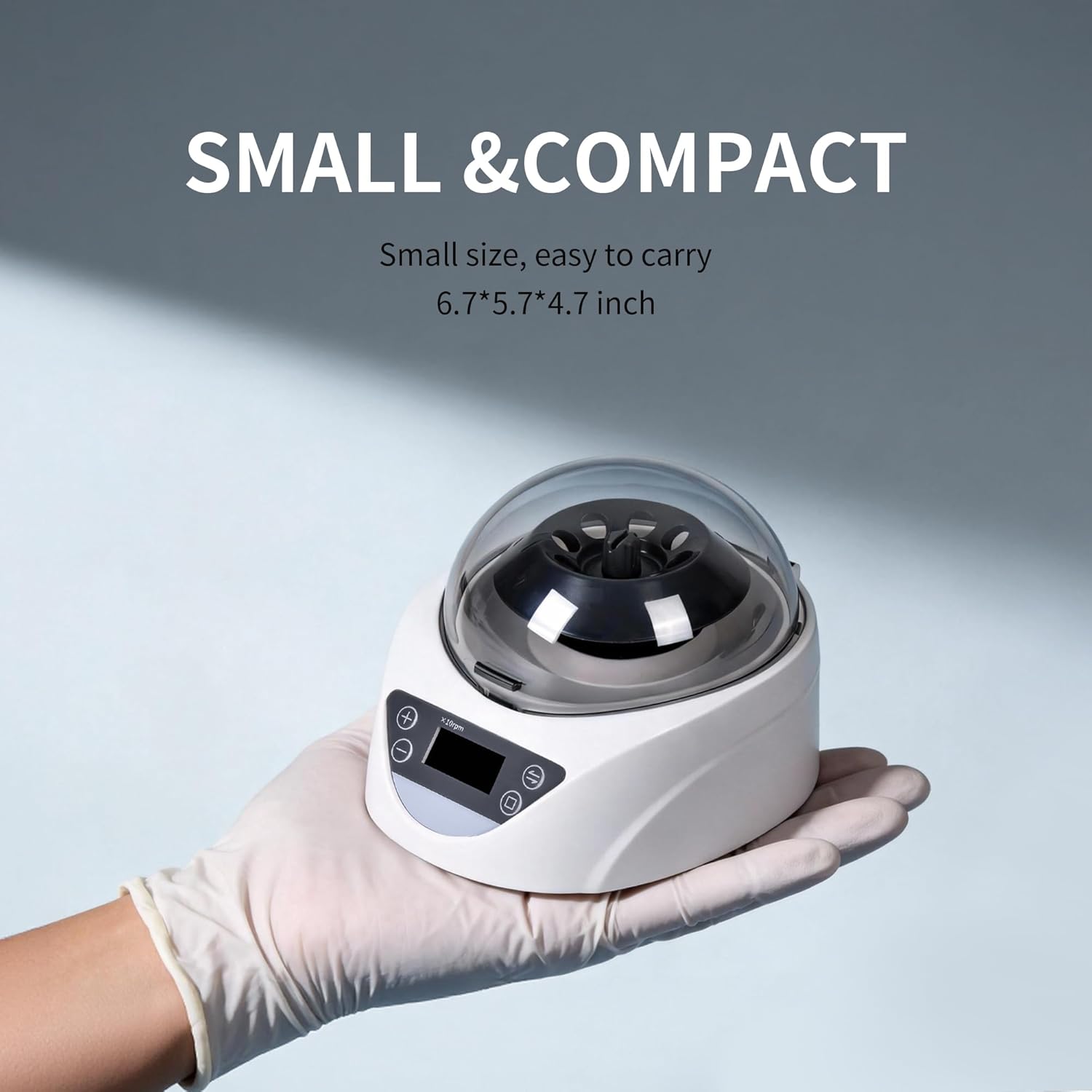 Lab Mini Centrifuge Machine LCD Display 100-120000RPM Speed Control 1-99min Timer Max 7245×g RCF Lab Benchtop Centrifuge with 2 Rotors for 8 x 0.2/0.5/1.5/2.0ml & 2×8×0.2mL Strips,100-240V