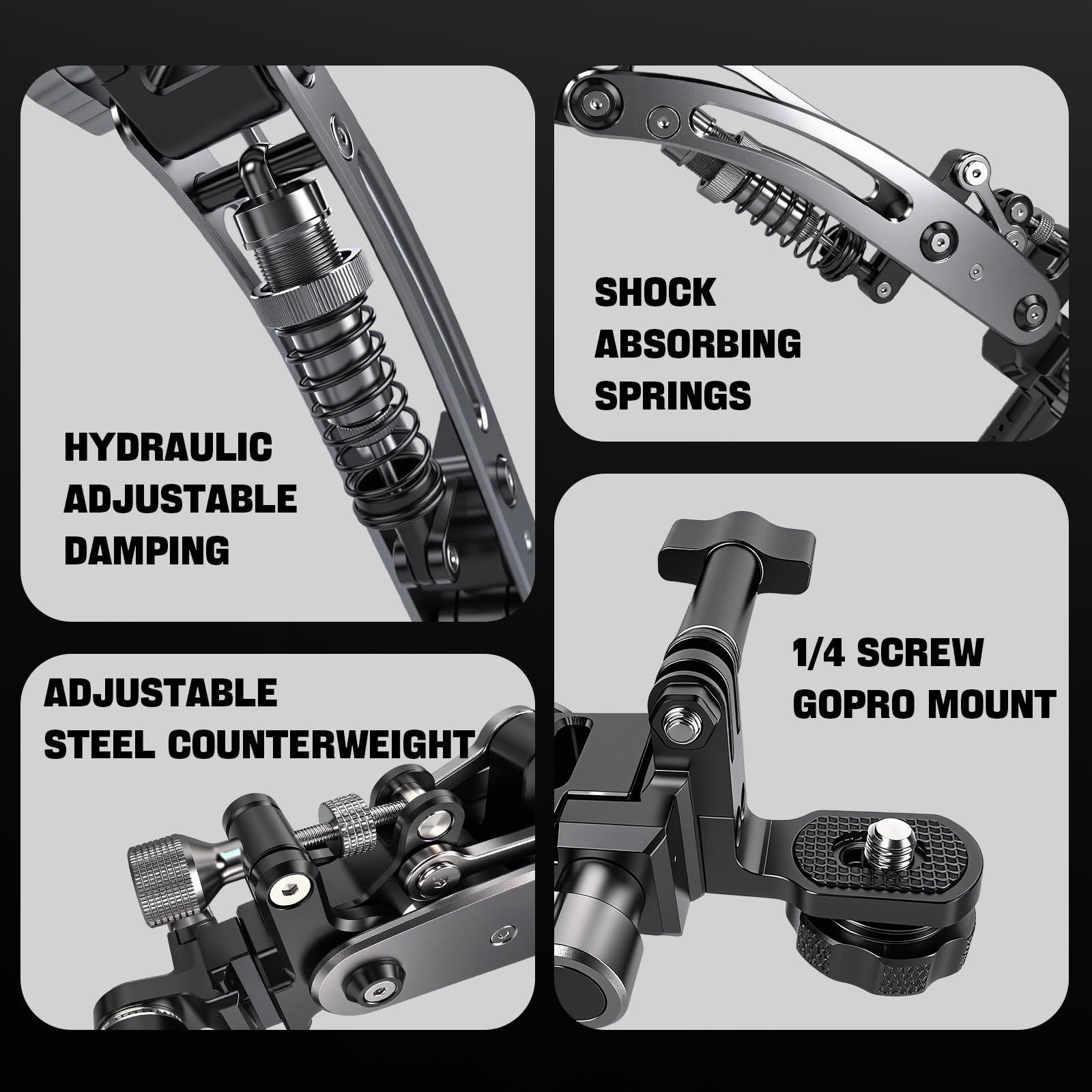 MR01 Braccio idraulico per videocamera MECHRIG - Supporto per auto a ventosa da 15 cm con guida NATO a sgancio rapido, braccio ammortizzatore per DJI Osmo Pocket 3/Inst 360/Go Pro