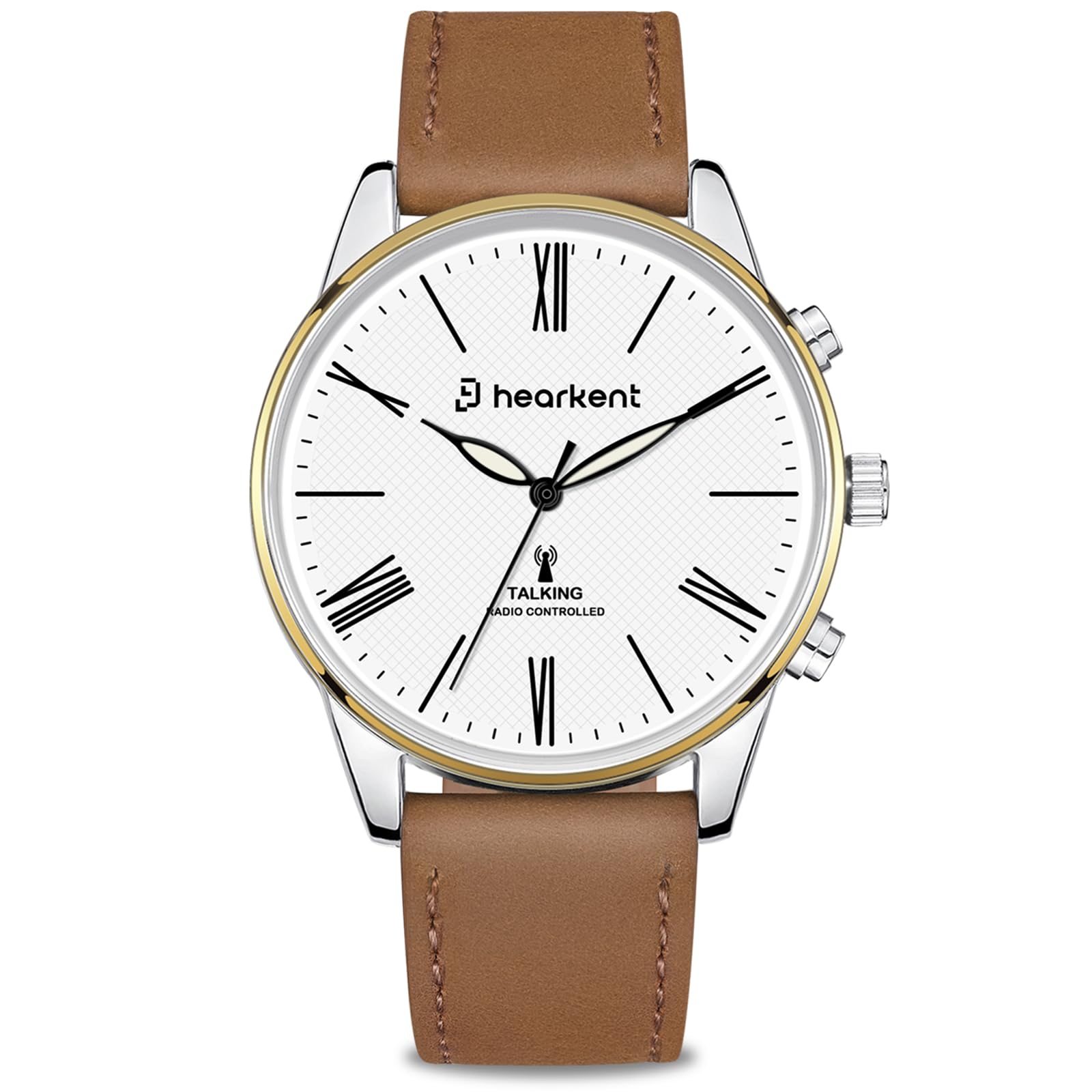 Hearkent Sprechende Uhr für Sehbehinderte, Zeit und Datum, Herren-Armbanduhren, automatische Zeitanpassung, Geschenke für Blinde, Senioren Männer mit Lederband