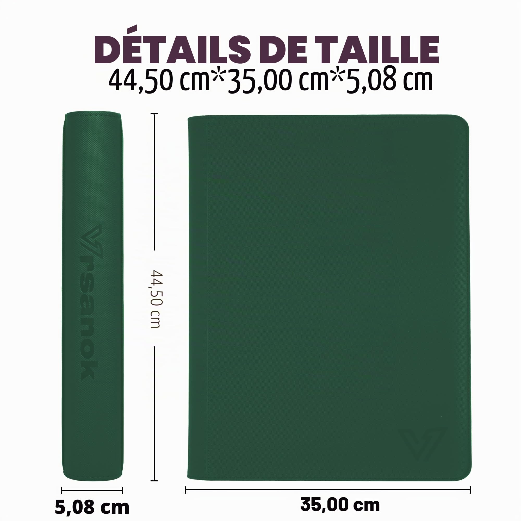 Classeur de 16 poches avec une capacité pour 1280 cartes, album de cartes 4x4 de grande capacité avec 40 pages recto-verso, couverture en polyuréthane sans anneau avec fermeture pour cartes