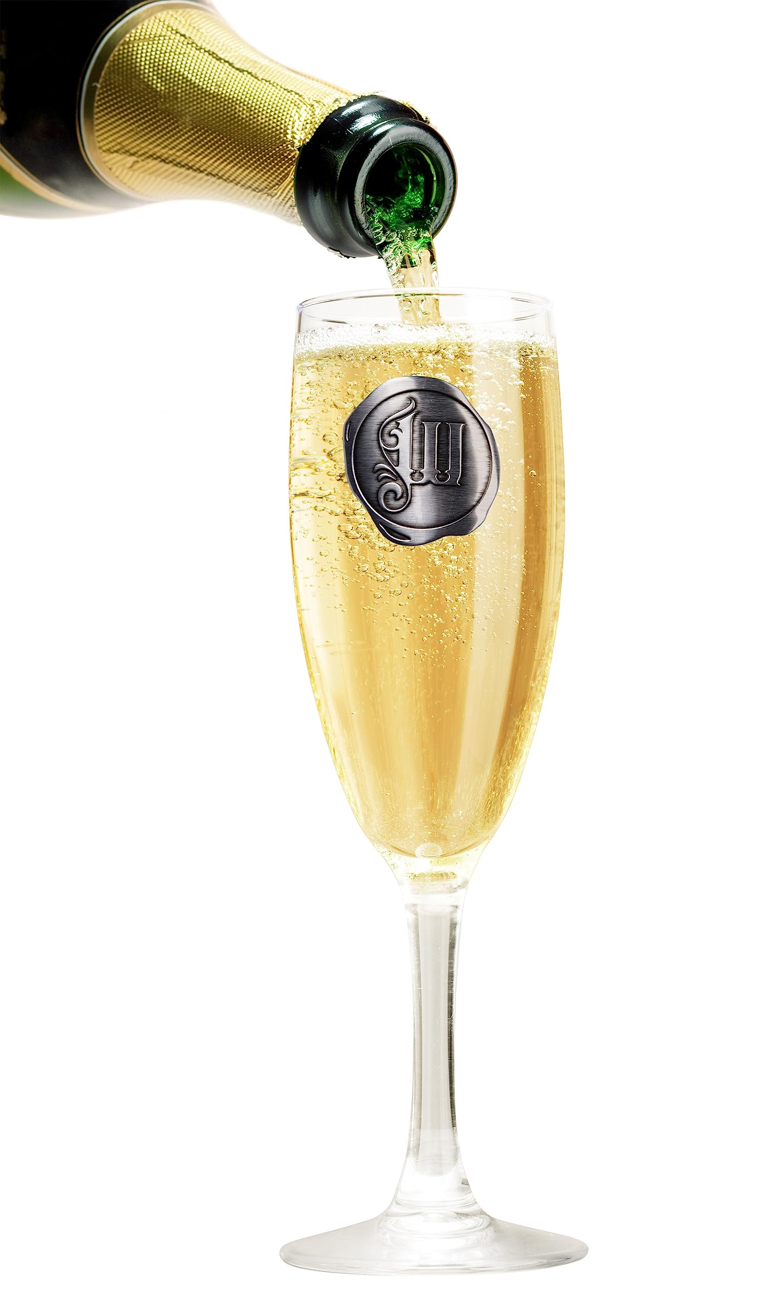 ukgiftstoreonline Aluminium Metal Monogram Initial Prosecco Champagne Glass Gift (Monogram W)