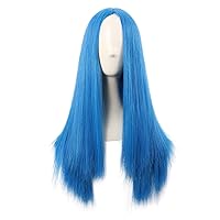 Vista 7 de MapofBeauty Peluca de flequillo lateral largo y recto natural para mujer (Rubio#1)