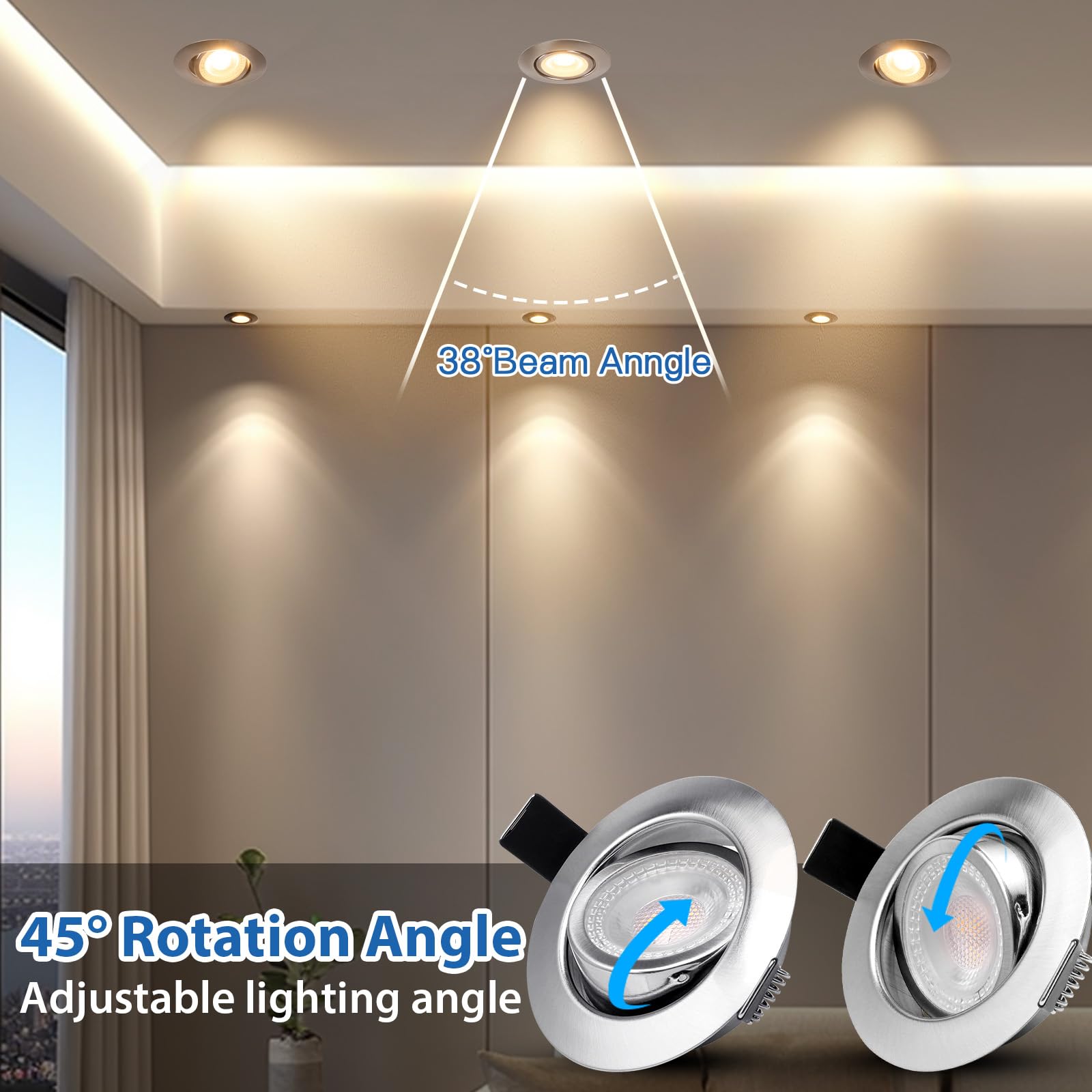 Spot Led Plafond Dimmable 220V Spot LED Encastrable Orientable RGB Blanc Chaud 3000K Dimmable 5W Plafond Encastré Blanc Mat Spot Orientable 45 Spot Led Plafond Dimmable 220V Spot LED Encastrable Orientable RGB Blanc Chaud 3000K Dimmable 5W Plafond Encastré Blanc Mat Spot Orientable 45