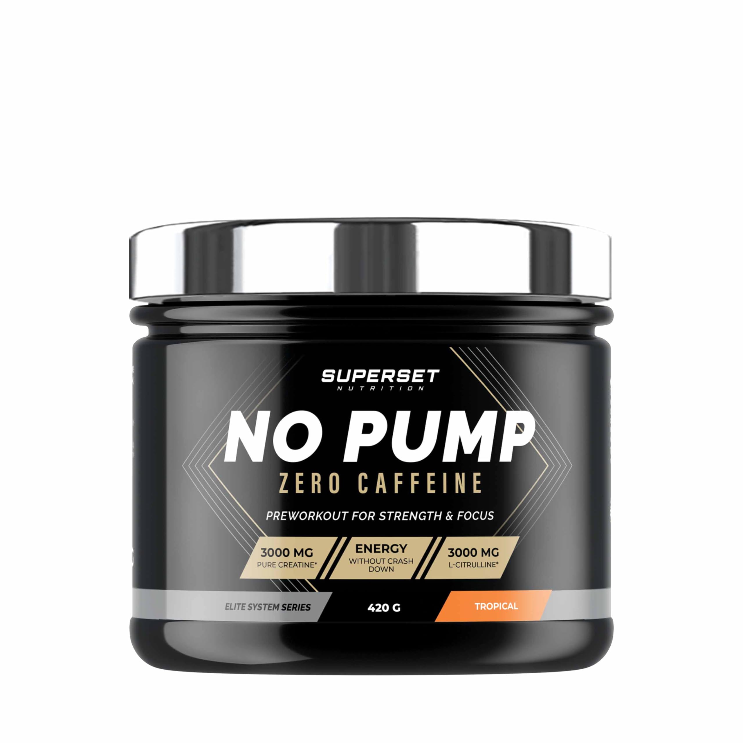 Superset Nutrition | No Pump Zero Caffeine (420g) | PreWorkout | La puissance extrême, la caféine en moins - Tropical