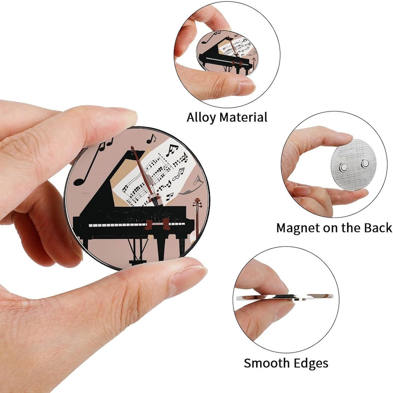 Piano Violin Music Notes Fridge Magnet Sticker, Round Magnets for Kitchen, Alloy Refrigerator Magnetic Freezer Decor Accessories, Home, Cabinet, and Photos, DIY, Art Projects image 3