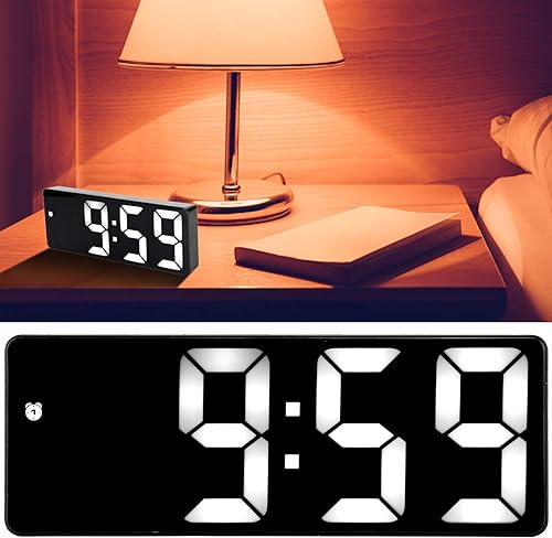 Miniatura 3 de Reloj despertador con espejo LED, suministros de enchufe, decoración USB grande, adorno de fuente grande, reloj de pared, reloj de despertador