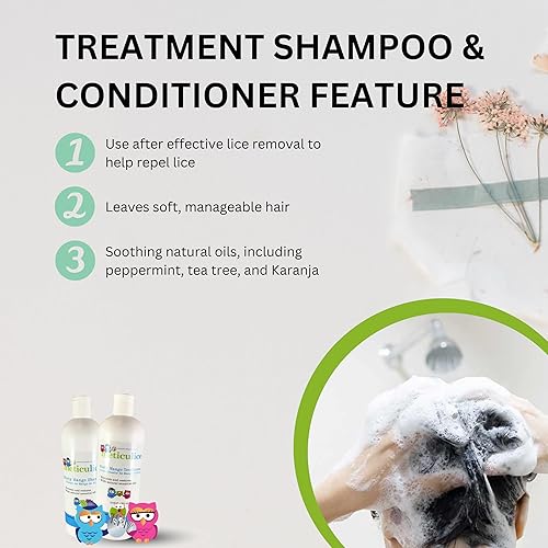 Miniatura 5 de Meticulice Champú repelente de mango menta para prevenir piojos y acondicionador antipiojos, eficaz contra piojos súper con aceites esenciales,