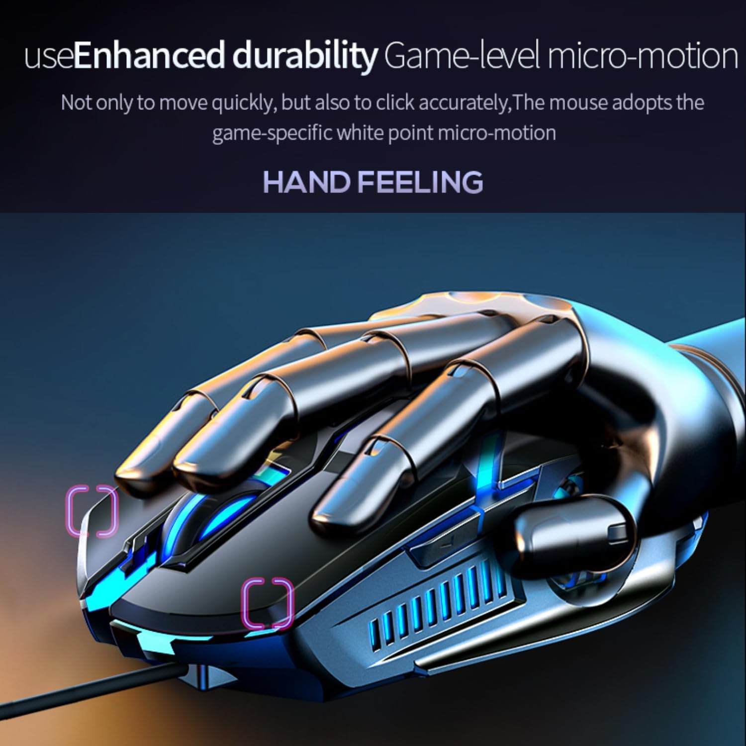 CHONCHOW Mouse da gioco cablato, sensore ottico 3200 DPI, illuminazione RGB, 6 pulsanti meccanici, ergonomico, compatibilità, mouse leggero e resistente per PC/laptop/Mac (nero)