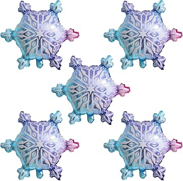 5Pcs Colorful Snowflake Balloons Set Large Snowflake Christmas Foil Balloons Kit for Winter Wonderland Decorations Christmas Birthday Wedding Party Supplies