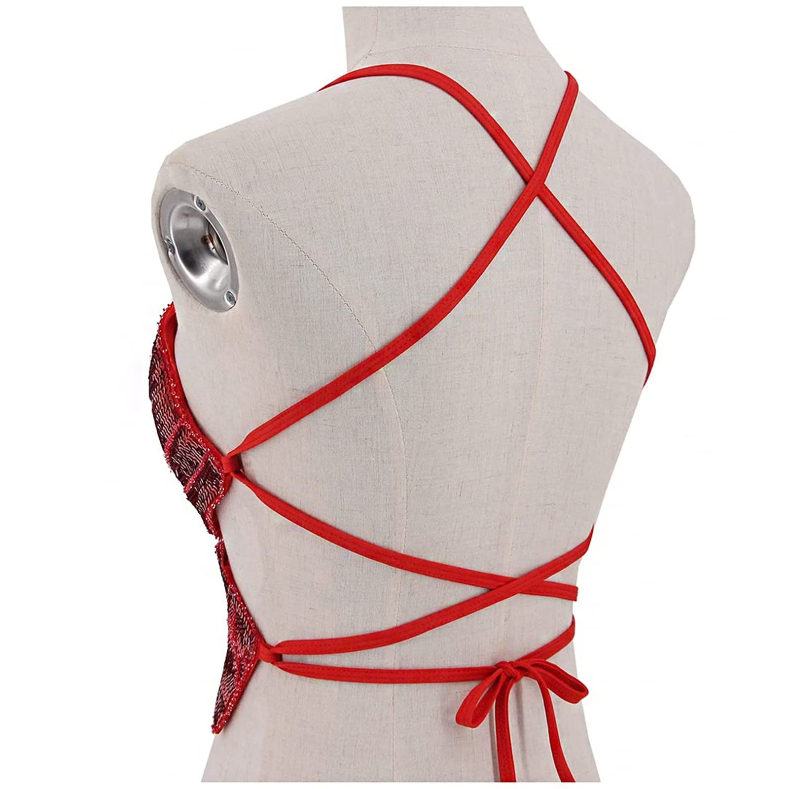 Genérico Top con tirantes de lentejuelas, diseño de mariposa, ideal para danza o espectáculo, moda y brillante