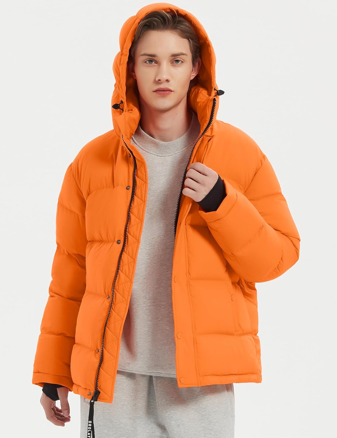 Orolay Men's Puffer Down Jacket with Detachable Hood Versatile Quilted Thicken Winter Jacket - Image 4