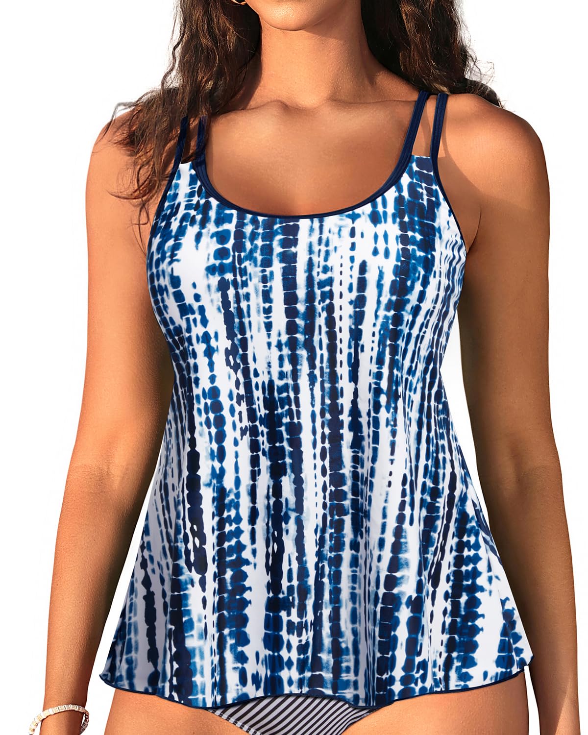 Womens Flowy Tankini Tops Only - Modest Bathing Suit Swim Tops No Bottom