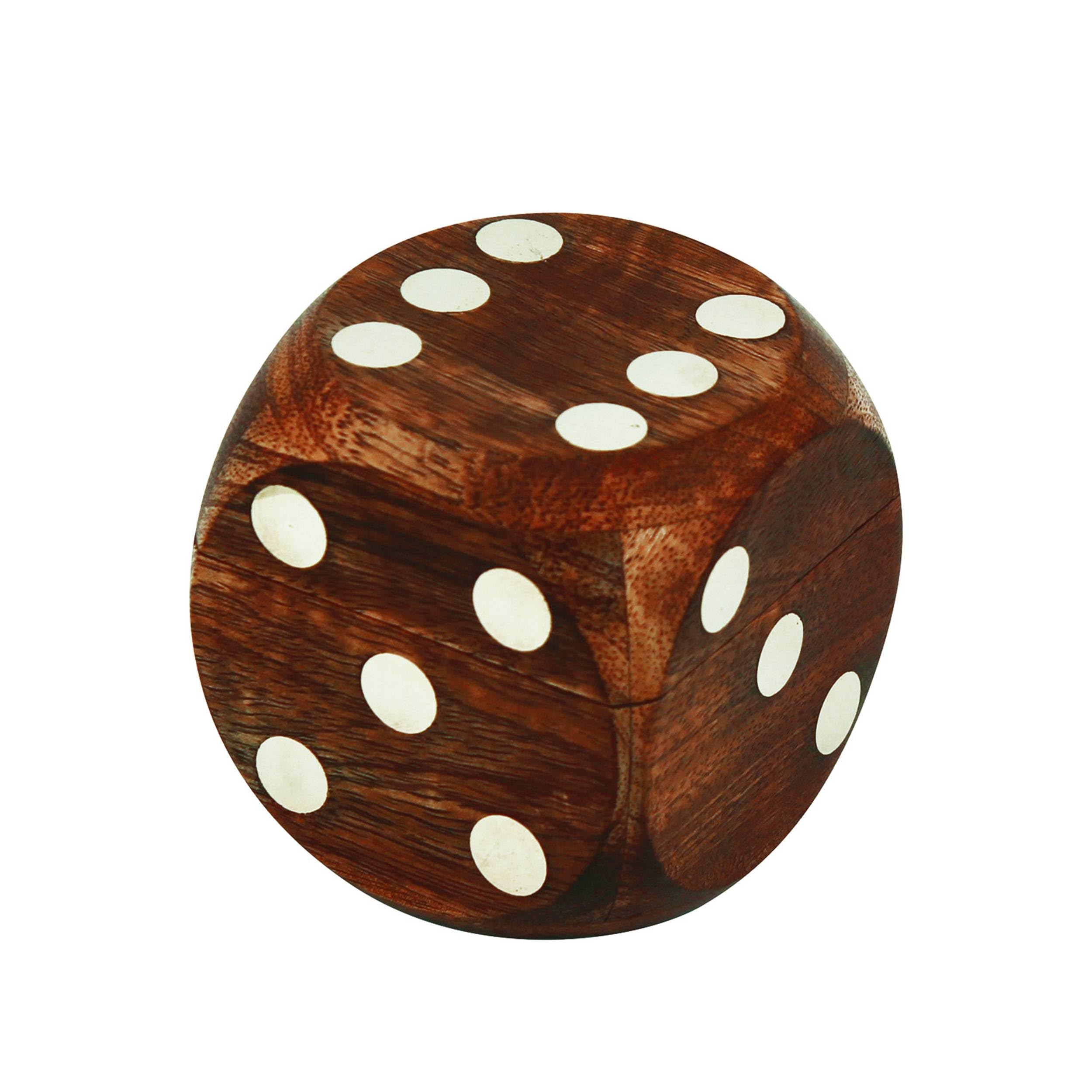 NKlaus Dice Box with 6 Dice Made of Mango Wood/Brass, 7.5 x 7.5 x 7.5 cm - Maritime Dice Game Set, Decorative 15991 - Image 2