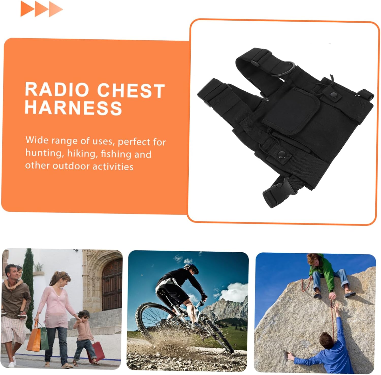 Toddmomy Tactical Chest Bag Vest Rig for Men Waterproof Harness Pack Adjustable Straps for Outdoor Activities and Communication Use