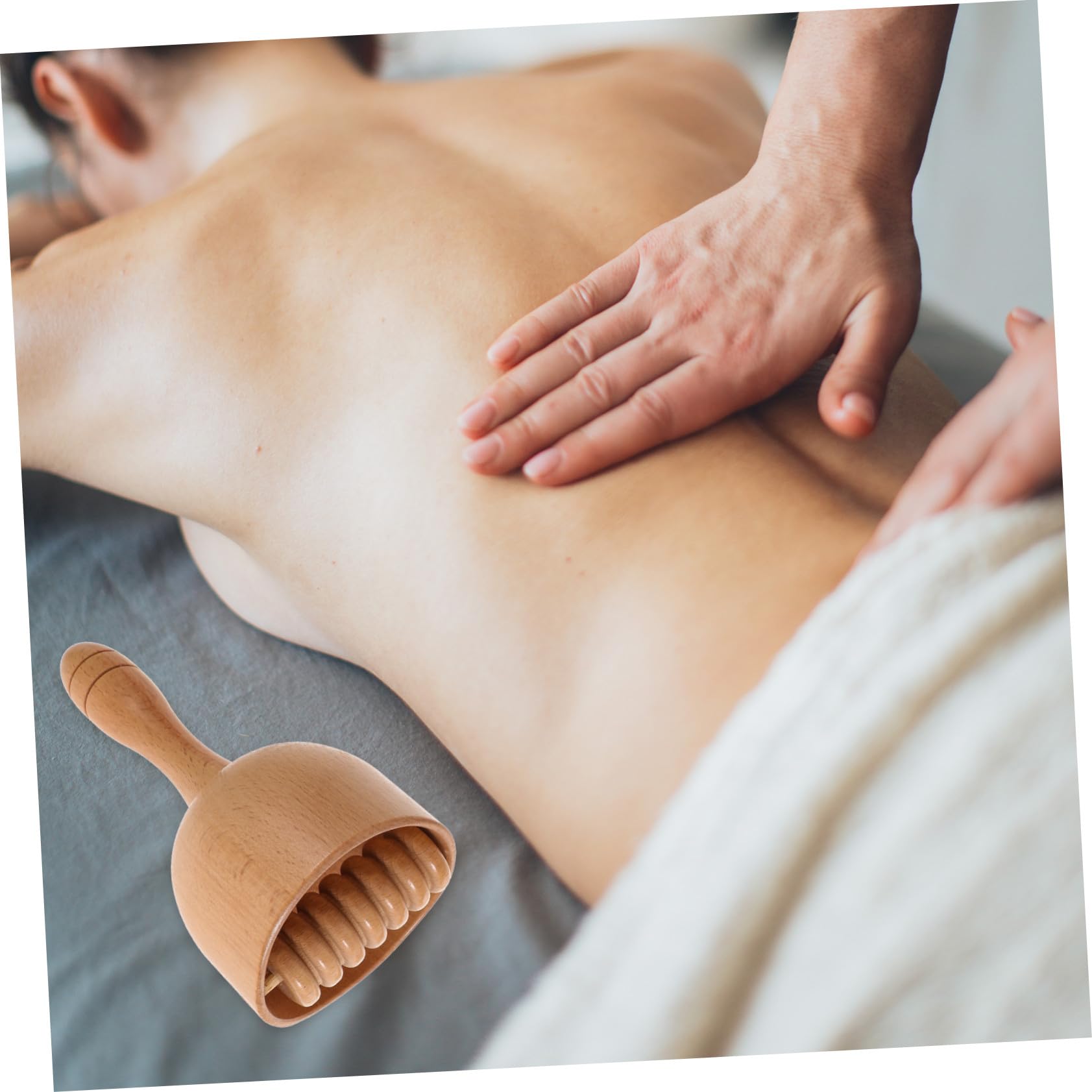 Rodillo Masajeador Corporal de Madera 2 Piezas Pequeño Mango Antideslizante, Herramienta Manual para Masaje de Espalda y Músculos, Uso en Casa y Gimnasio, Terapia Relajante