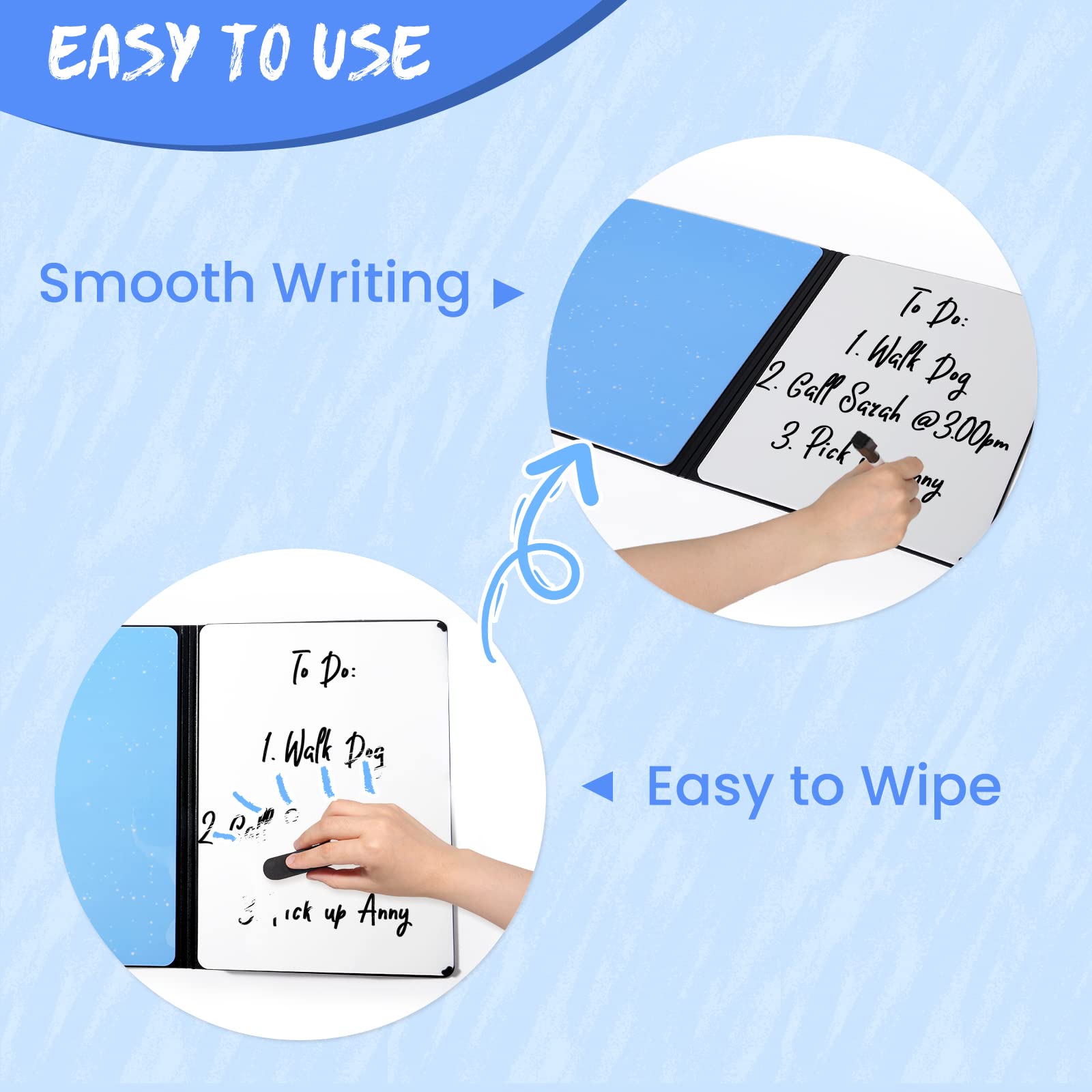 AGM A4 Mini Portable Whiteboard Notebook, Book-Style Small Whiteboard with Pen and Eraser, for Study Meeting, Draft, Notes, Doodling - Image 3