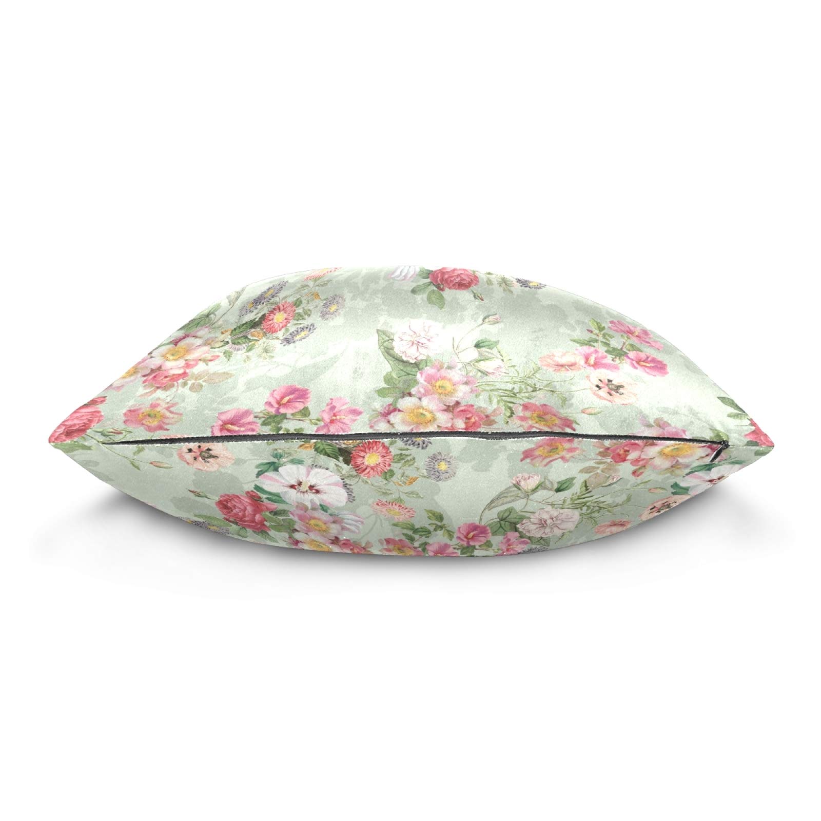 Federe per cuscini floreali con rose e volant lunghe, vintage, in cotone, per letto queen size, 76 x 50 cm, confezione da 2