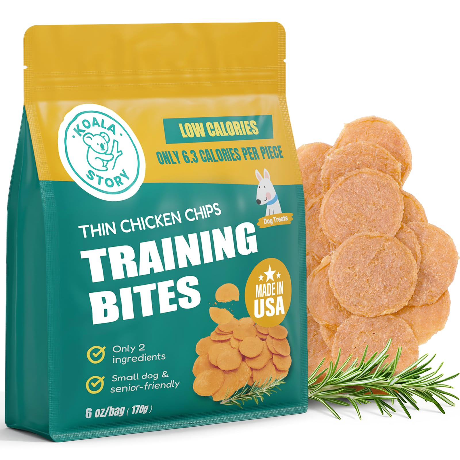 Dog Chicken Chips Treat - 6 oz 100 Natural Ingredient Made in USA High Protein Low Calorie Pet