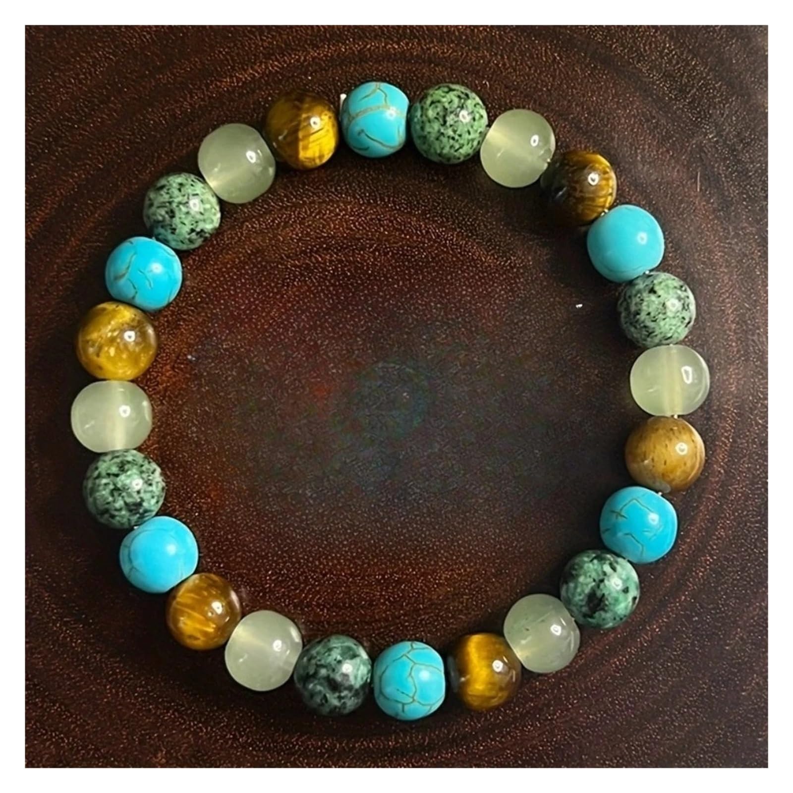 Genérico Pulsera con cuentas de colores for mujer y hombre, piedra ojo tigre, amatista, turquesa, joyería