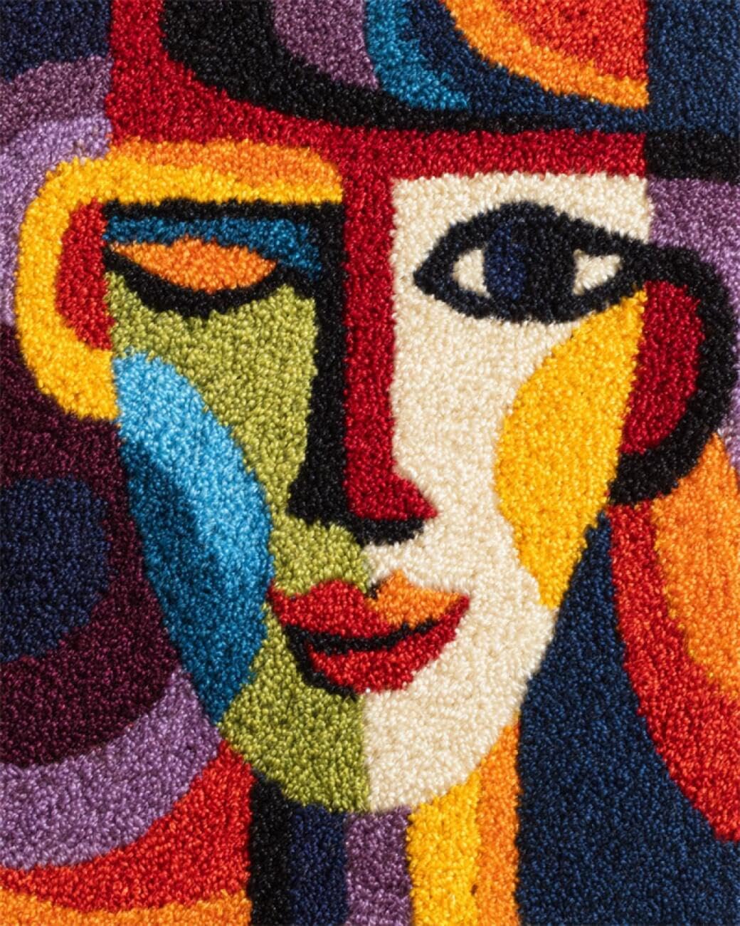 AxiangziK DIY Latch Hook Kits for Adults Abstract Woman DIY Latch Hook Rug Set,Carpet Making Kit，Cross Stitch Embroidery Kits Needlework Crafts 20x15in