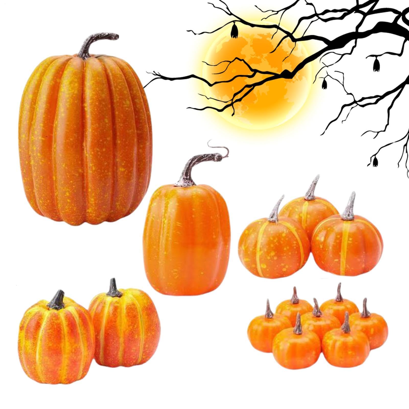 Calabazas decorativas para centro de mesa festivo y decoración rústica de porche en Halloween