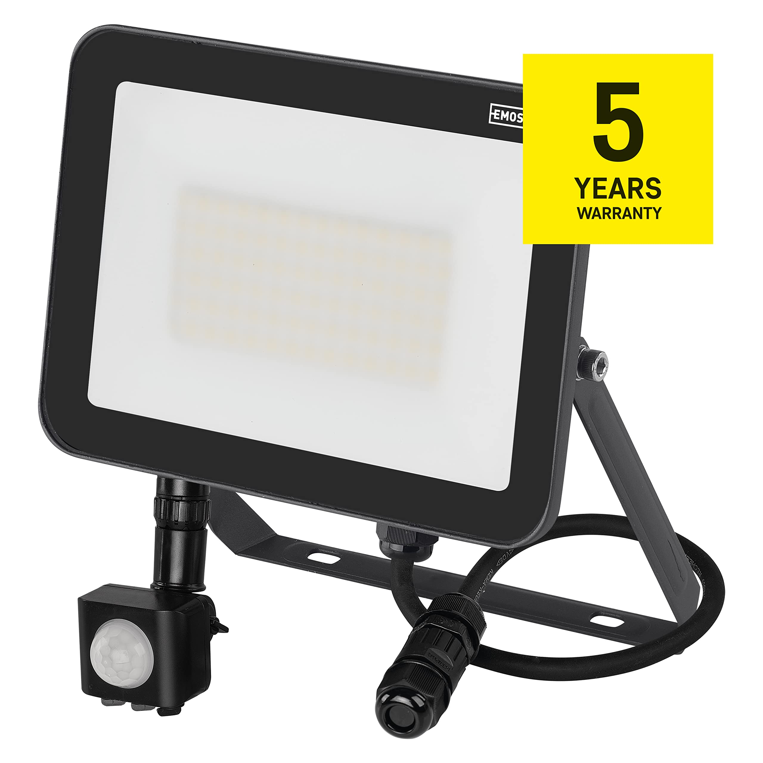 EMOS LED Strahler Profi 50W mit Bewegungsmelder, wasserdichtes Alu Flutlicht für Innen und Außen, Helligkeit 5500lm, Neutralweiß 4000K, CRI>80, Lebensdauer 50000h, Flacker-frei, 5 Jahre Garantie