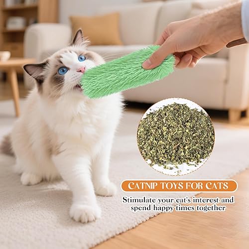 Miniatura 5 de 3 piezas de juguetes para gatos, suaves y duraderos con sonido arrugado, juguetes de hierba gatera para gatos de interior, juguetes interactivos