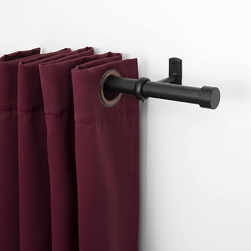 Miniatura 4 de Barra de cortina industrial de 1 pulgada para barra de cortina de ventana de 72-144 pulgadas, barra de cortina simple, barra de cortina negra, barra