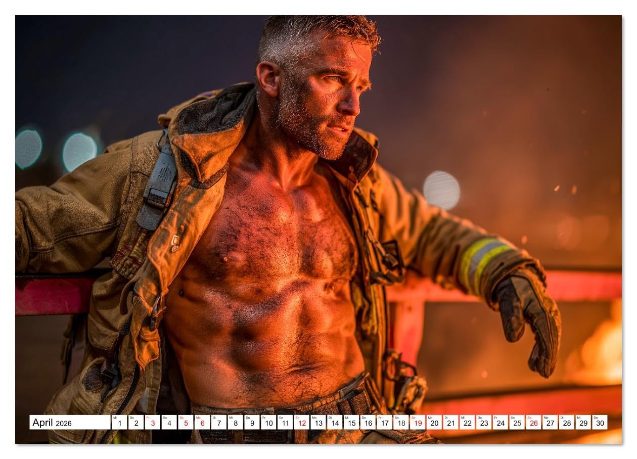 Feuerwehrmänner - Sexy Körper und heiße Flammen (Wandkalender 2026 DIN A3 quer), CALVENDO Monatskalender: Erotischer Männerkalender: Nackt, muskulös ... in Uniform und Einsatz (CALVENDO Erotik)