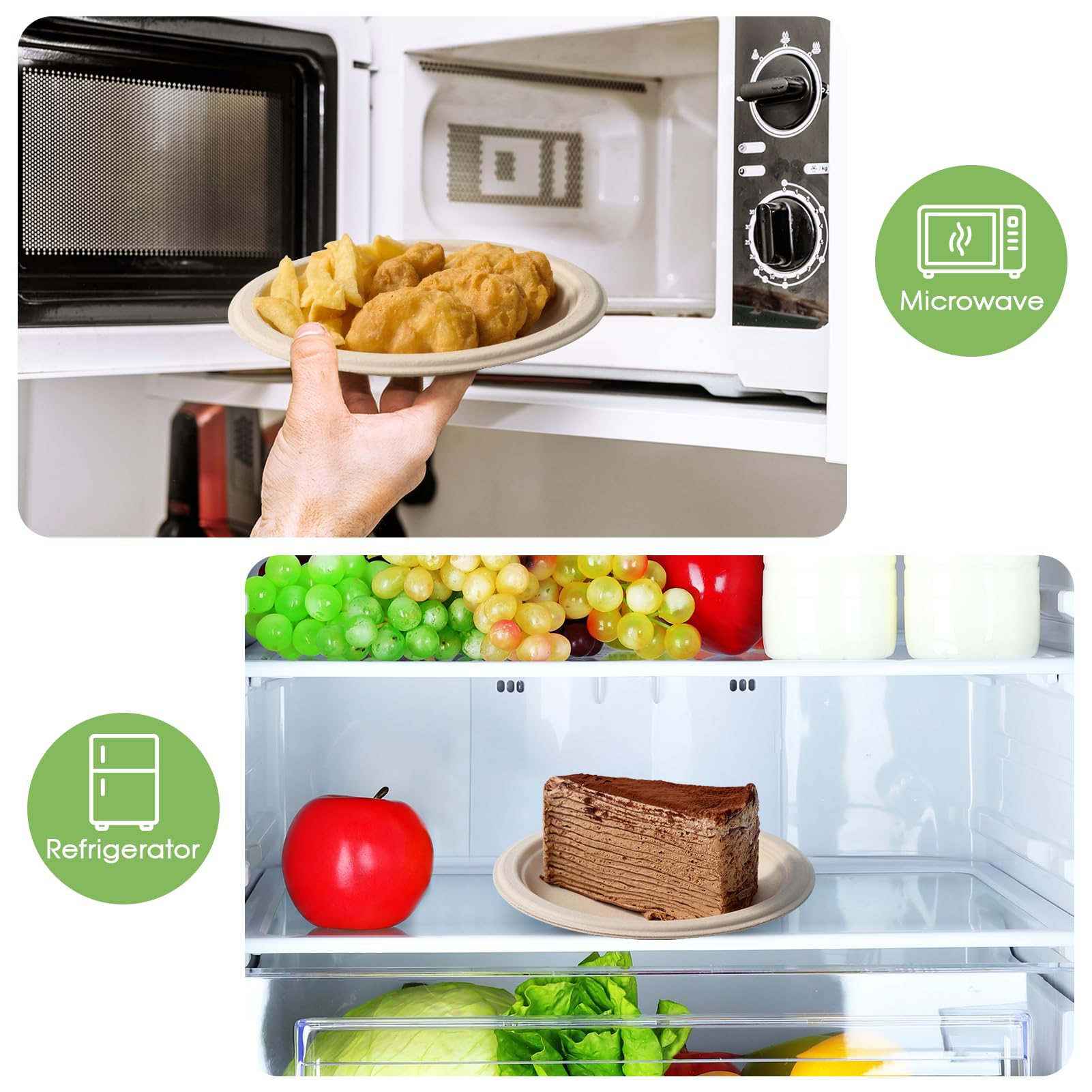ECOLipak Kompostierbare kleine Einweg-Pappteller, 15,2 cm, recyceltes Zuckerrohr, Bagasse, biologisch abbaubar, strapazierfähig, Mini-Dinner, Vorspeisen, Kuchen, Dessertteller für Partys (Natur)