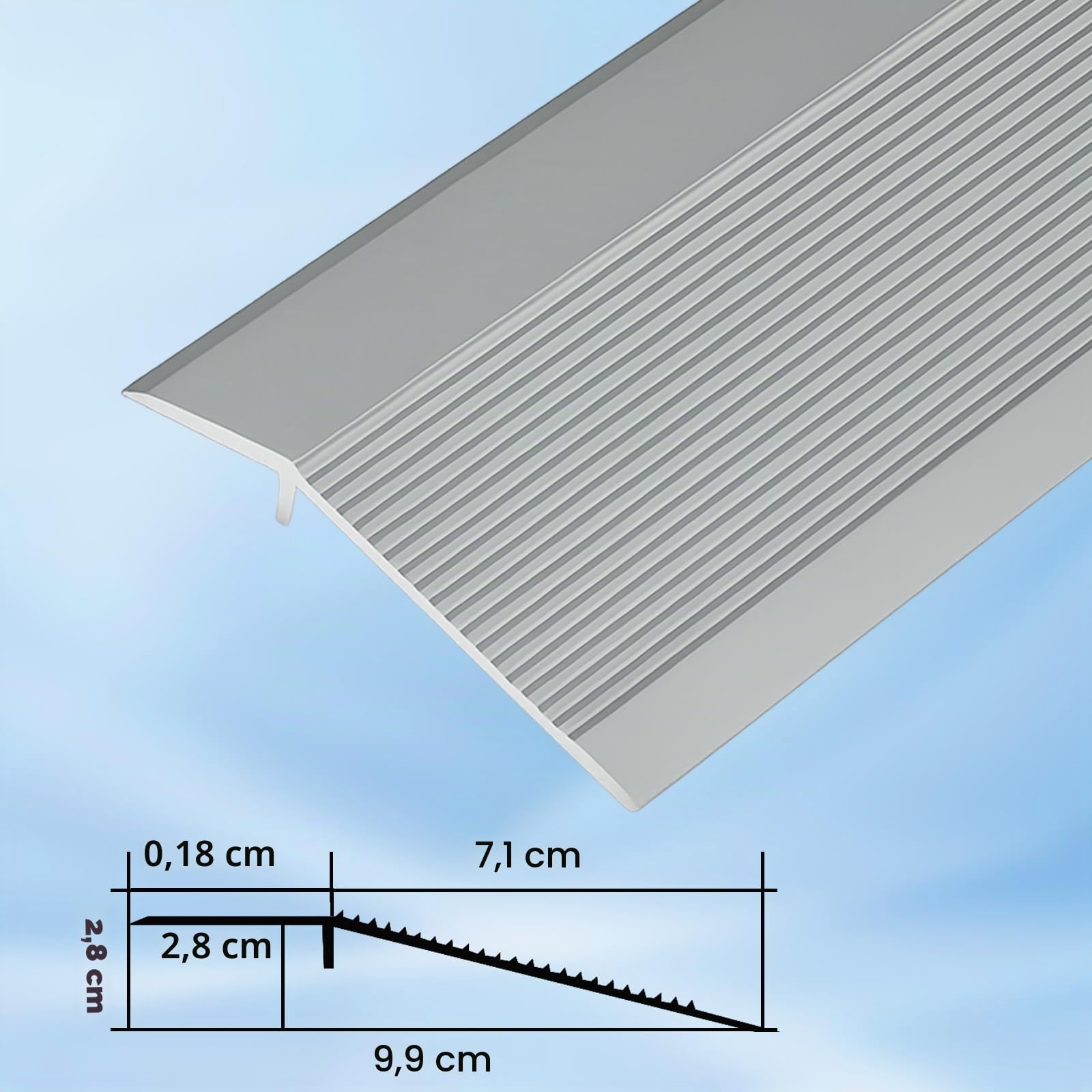 Strisce di transizione per pavimento in alluminio, 0,9 m x 10 cm, autoadesive con bilanciamento dell'altezza 8-40 mm, listello di transizione per laminato, piastrelle, legno, rampa per