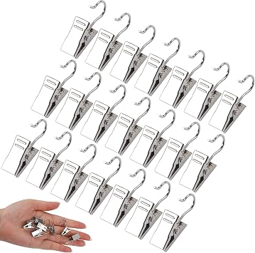 JANYUN 30 Pack ميني الثقيلة هوك كليب مجموعة مقاطع الستار للصور ديكور المنزل الفن الحرفية عرض الفضة