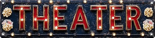 Letrero de metal retro de estaño vintage adecuado para cines y teatro, letrero de metal multiusos para uso en interiores y exteriores, placa de 4 x