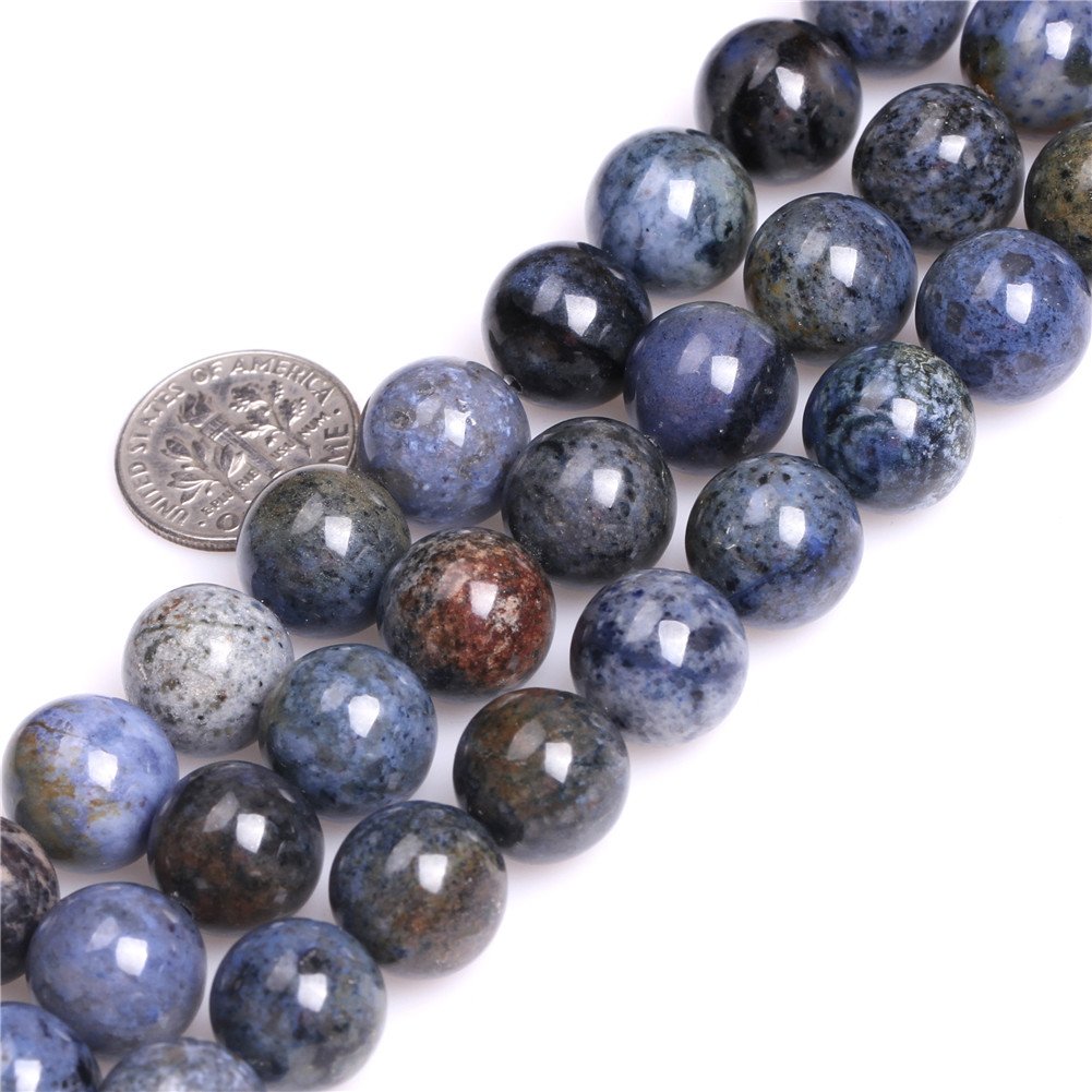 GEM-inside 12mm Natural Sunset Dumortierite Gemstone Semi Precious Blue Round Beads for Jewelry Making 15"