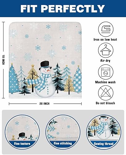 Vista 47 de Fundas para sillas navideñas de muñeco de nieve negro, 4 piezas, fundas traseras de comedor, fundas para árbol de Navidad, protectores extraíbles