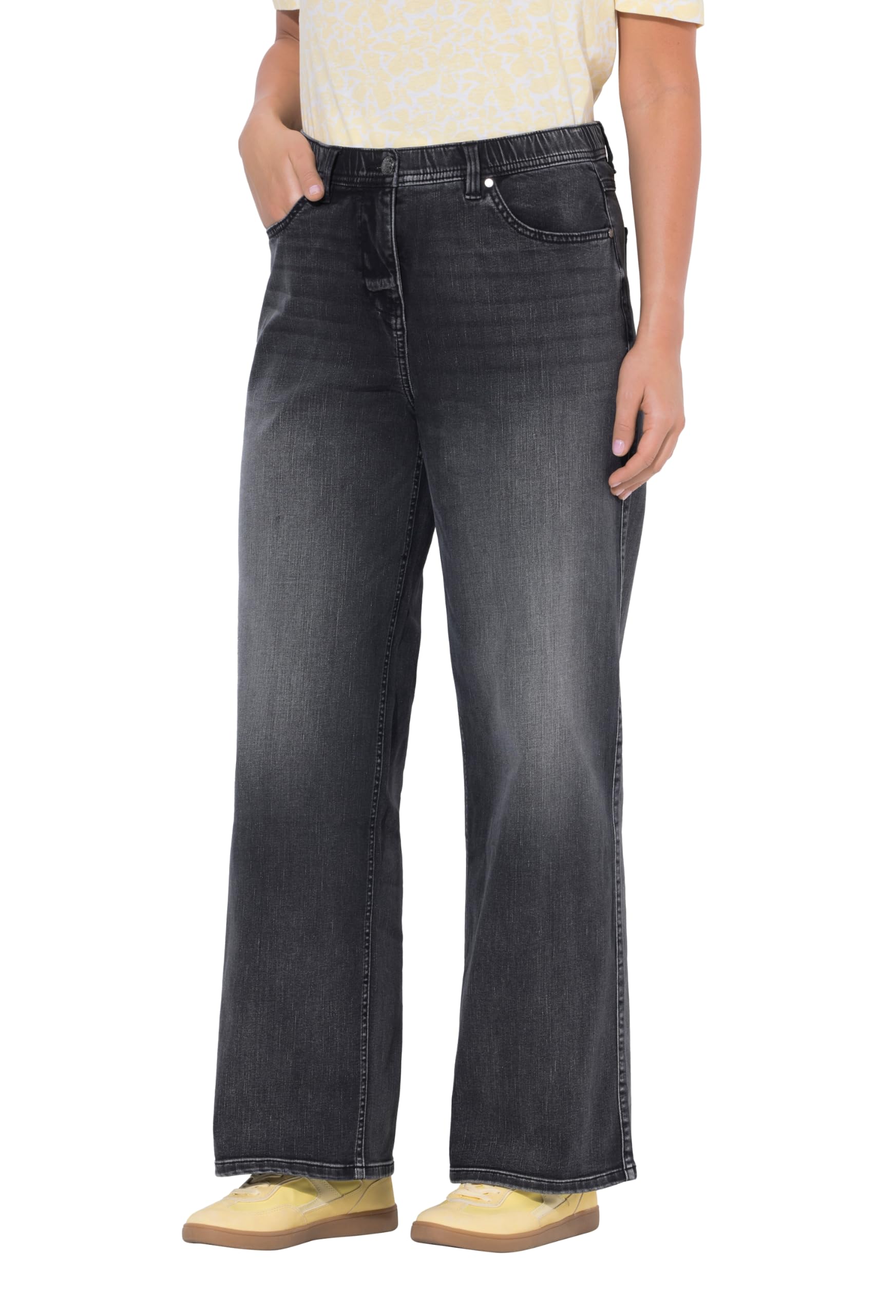 Ulla Popken Damen große Größen Übergrößen Plus Size Jeans Mary, weites Bein, Stretch, 5-Pocket-Hose 841448