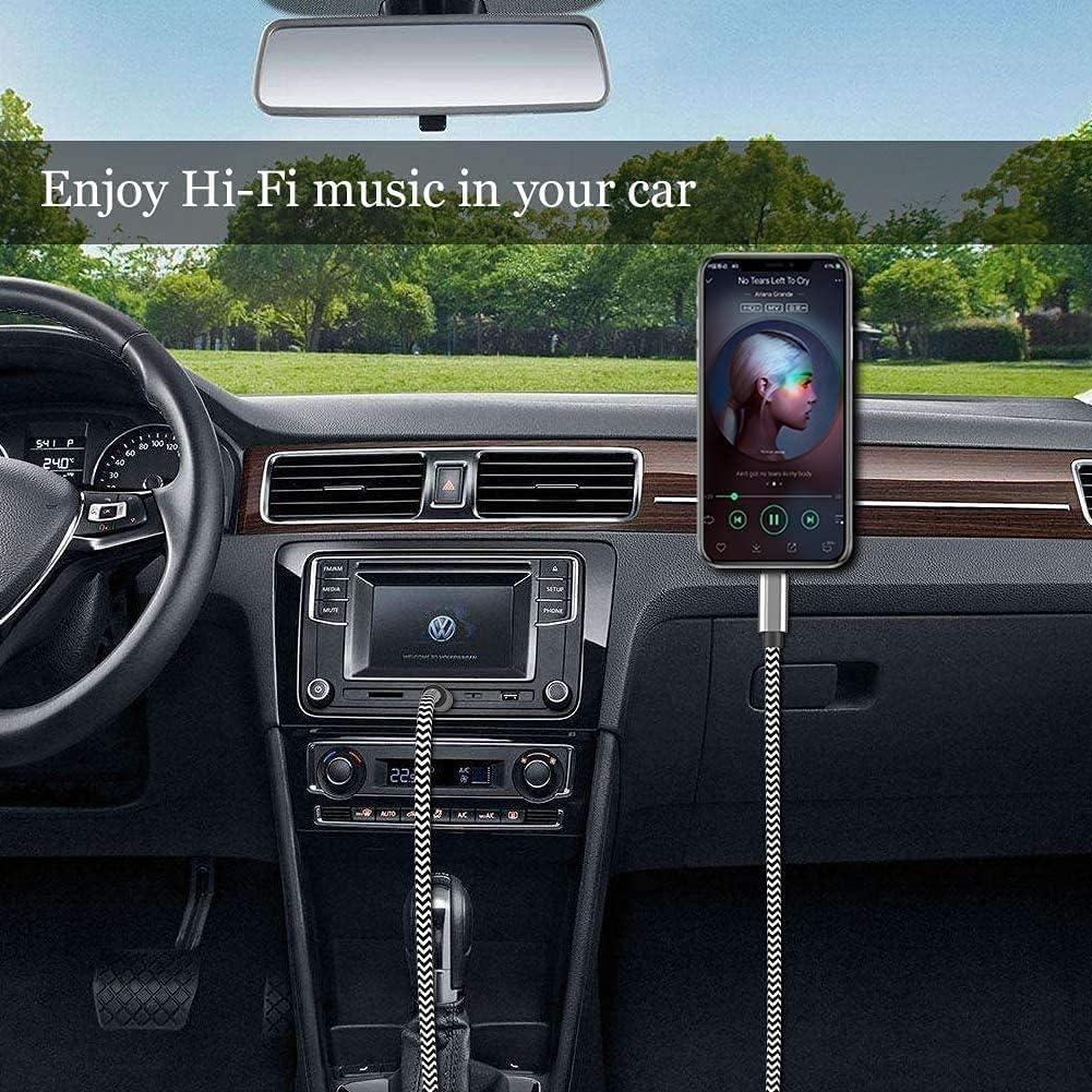 [Apple MFi Certified] iPhone to 3.5mm Car AUX Stereo Audio, Hutou 2 Pack Lightning to 3.5mm Nylon AUX Cable for iPhone 12/11/XS/XR/X 8 7/iPad to Car Stereo, Speaker, Headphone, Support iOS 14 (3.3FT)