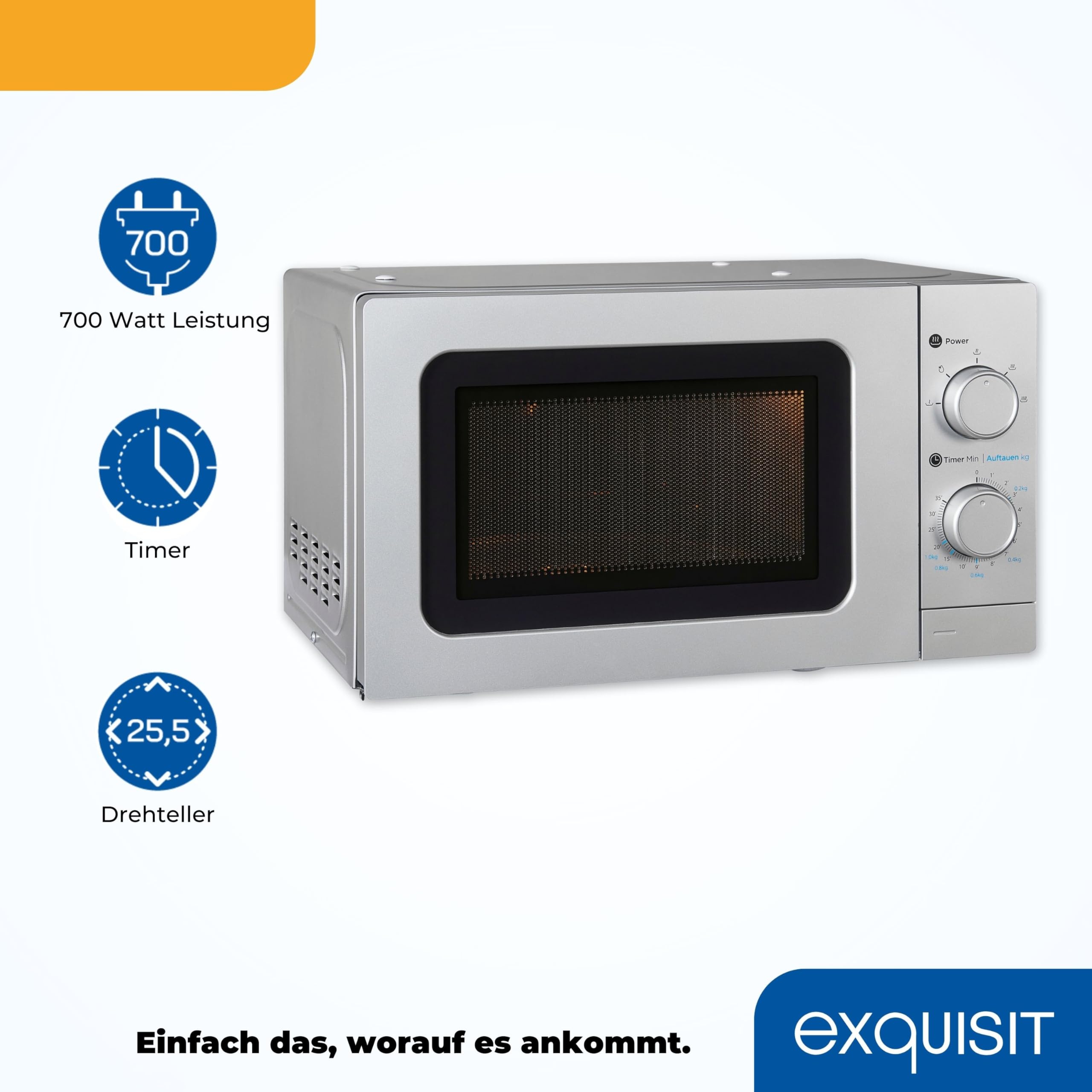 Exquisit Unterbau Mikrowelle WP 700 J17-3 - Mikrowelle unterbaufähig, Silber