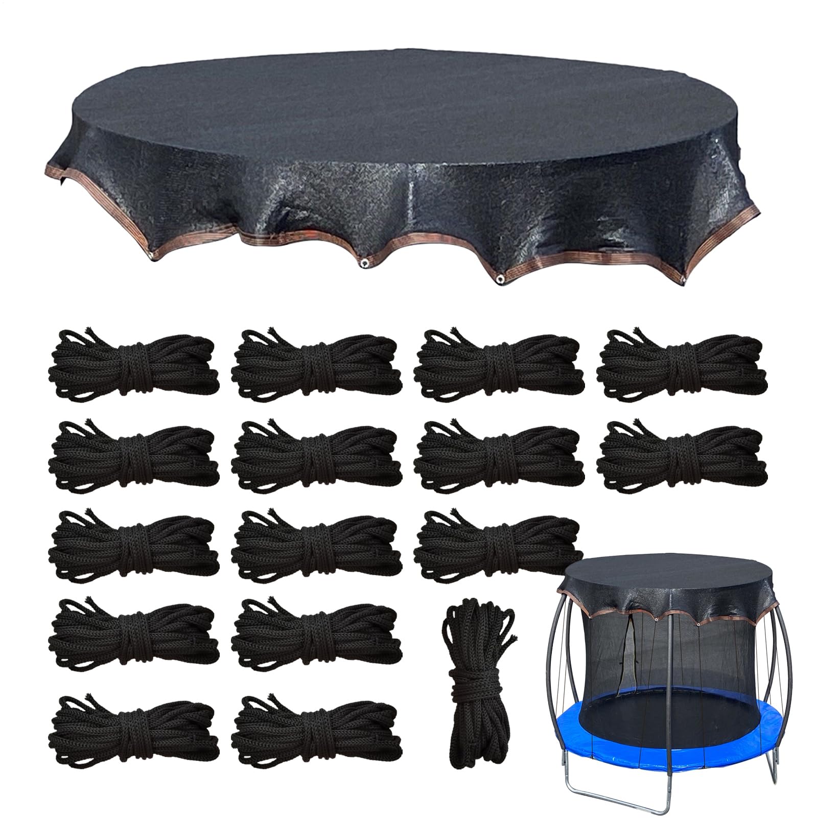 Cubierta De Sombra para Trampolín - Cubierta Tipo Tienda,Malla Protección UV con Lona de Malla y Cordón Accesorio Deportivo Exterior para Jardín Patio Parque