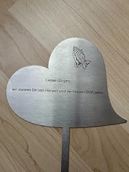 Wetterfester Grabstecker Herz - Metall Grabschmuck Mit Spruch Für Friedhof