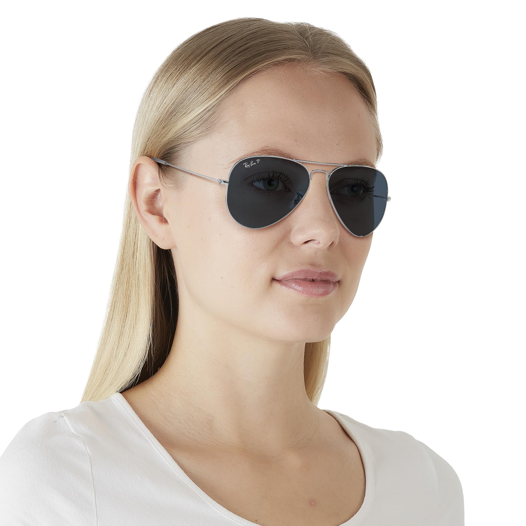 Ray-Ban Occhiali da sole unisex RB3025 AVIATOR LARGE METAL 003/02 colore argento blu vetro misura 58 mm, blu/argento