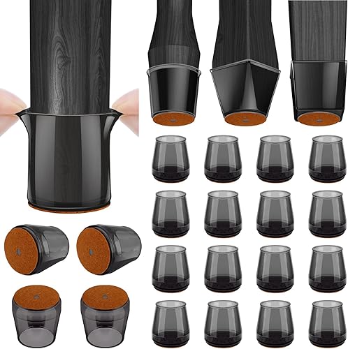 Vista 20 de BALEINE Paquete de 16 protectores de suelo de silicona para patas de silla, tapa protectora para patas de taburete, tapas antideslizantes para patas
