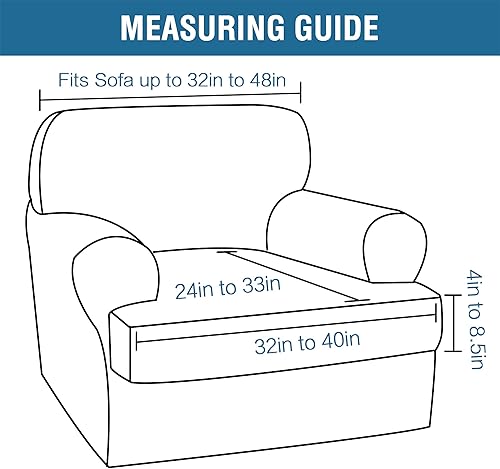 Miniatura 2 de H.VERSAILTEX Funda para sofá de 2 piezas, fundas para sillón con cojines en forma de T para sillón con cojines en forma de T, antideslizante,