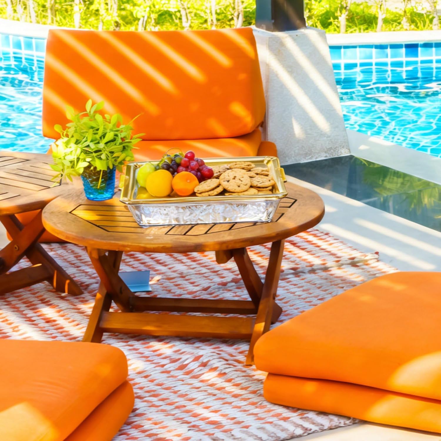 Baderke 2 Sets 11.81" Chilled Serving Tray for Christmas Parties Ice Chilled Party Platter Charcuterie Serving Board Cold Dish Dip with Forks Tongs for Fruit Seafood Vegetable Appetizer (Gold)